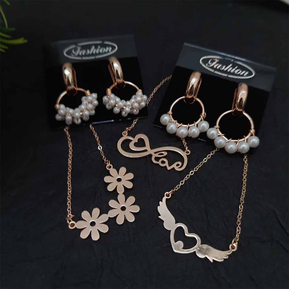 Bhavi Jewels 2 Earrings + 3 Chain Pendant Combo