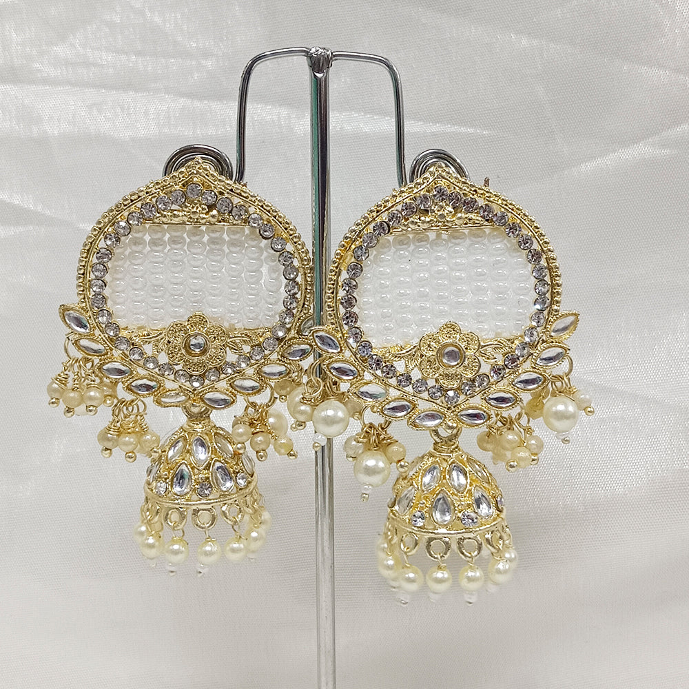 JewelMaze Austrian Stone Gold Plated Dangler Earrings - 10161078WH