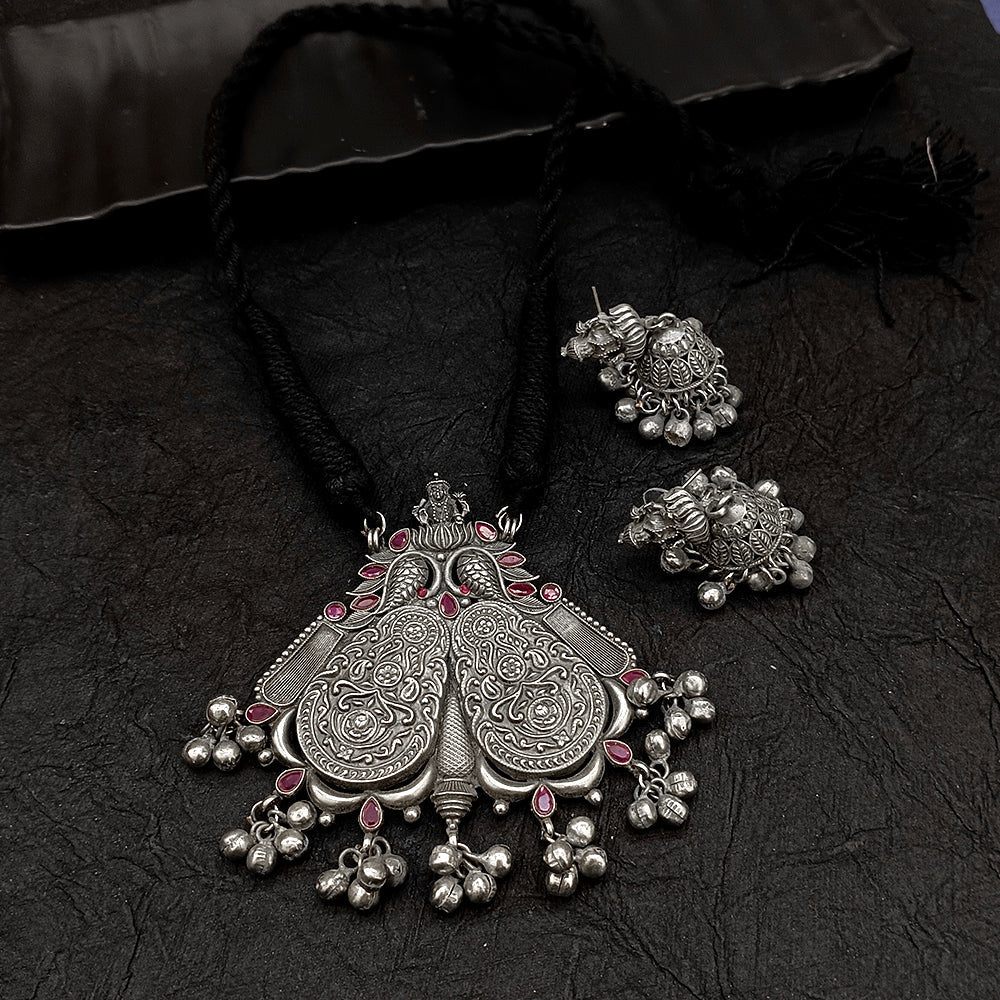 Bhavi Jewel Oxidised Plated  Kundan Stone Necklace Set