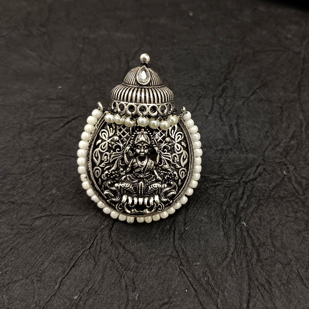 Bhavi Jewel Oxidised Plated Temple Adjustable Ring