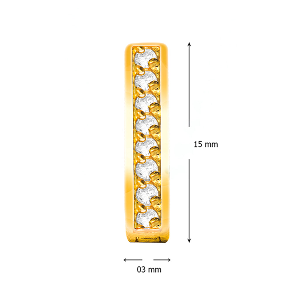 Mahi Gold Plated Single Line Crystals Hoop Bali Piercing Mens Earrings (ER1100342GMen)