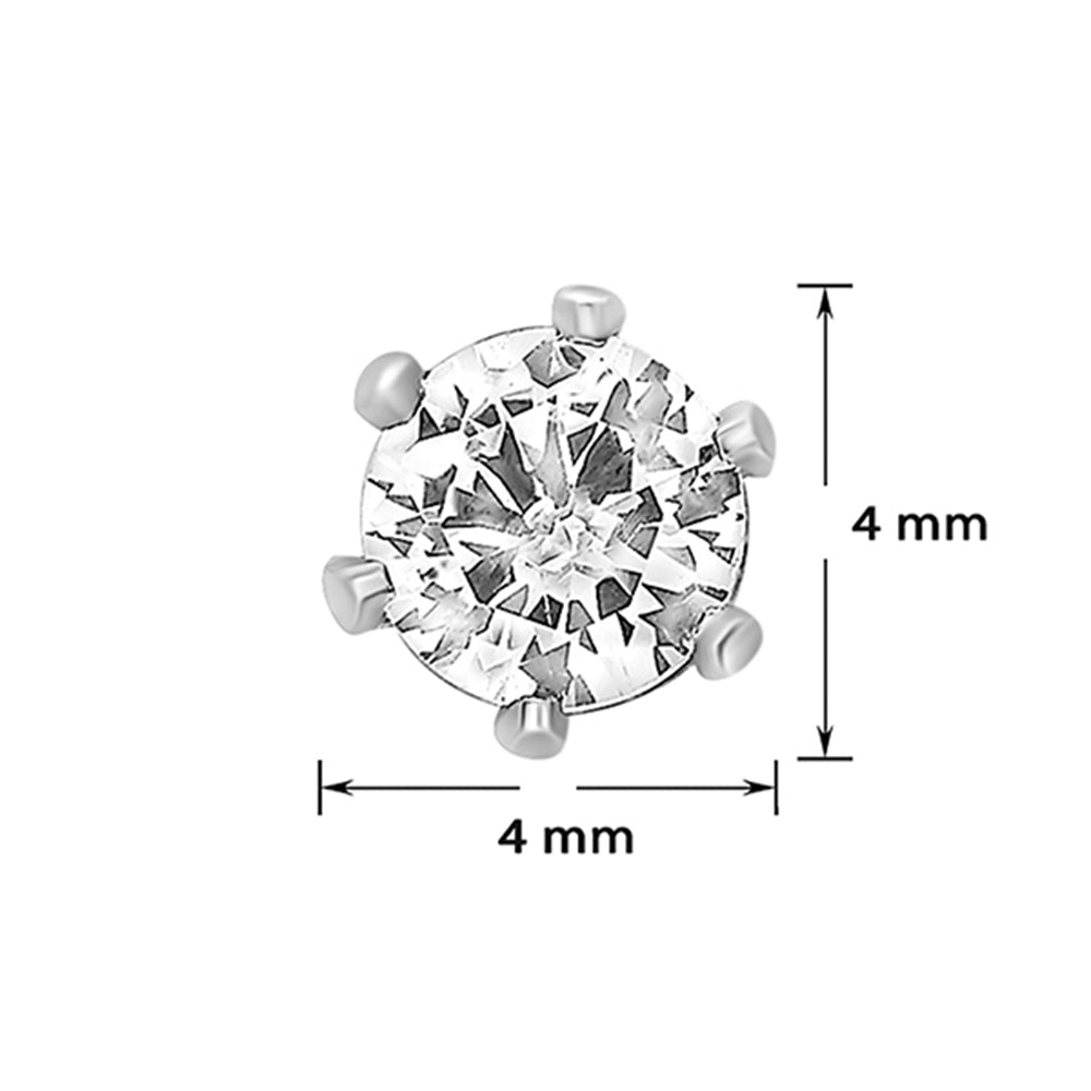 Mahi Rhodium Plated Sparkling Single Crystal Roud Piercing Stud Earring Pair for Men (ER1108701RMen)
