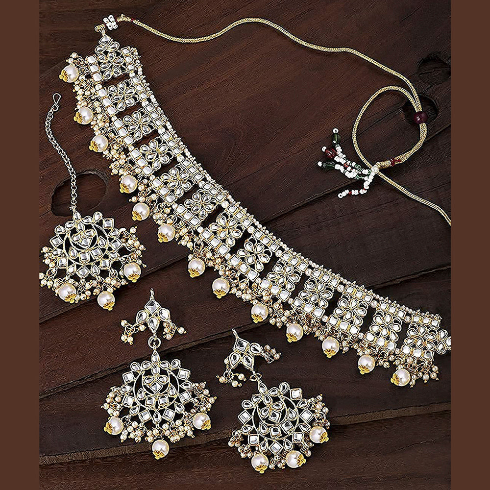 Jewelmaze Gold Plated Necklace Jewellery Set