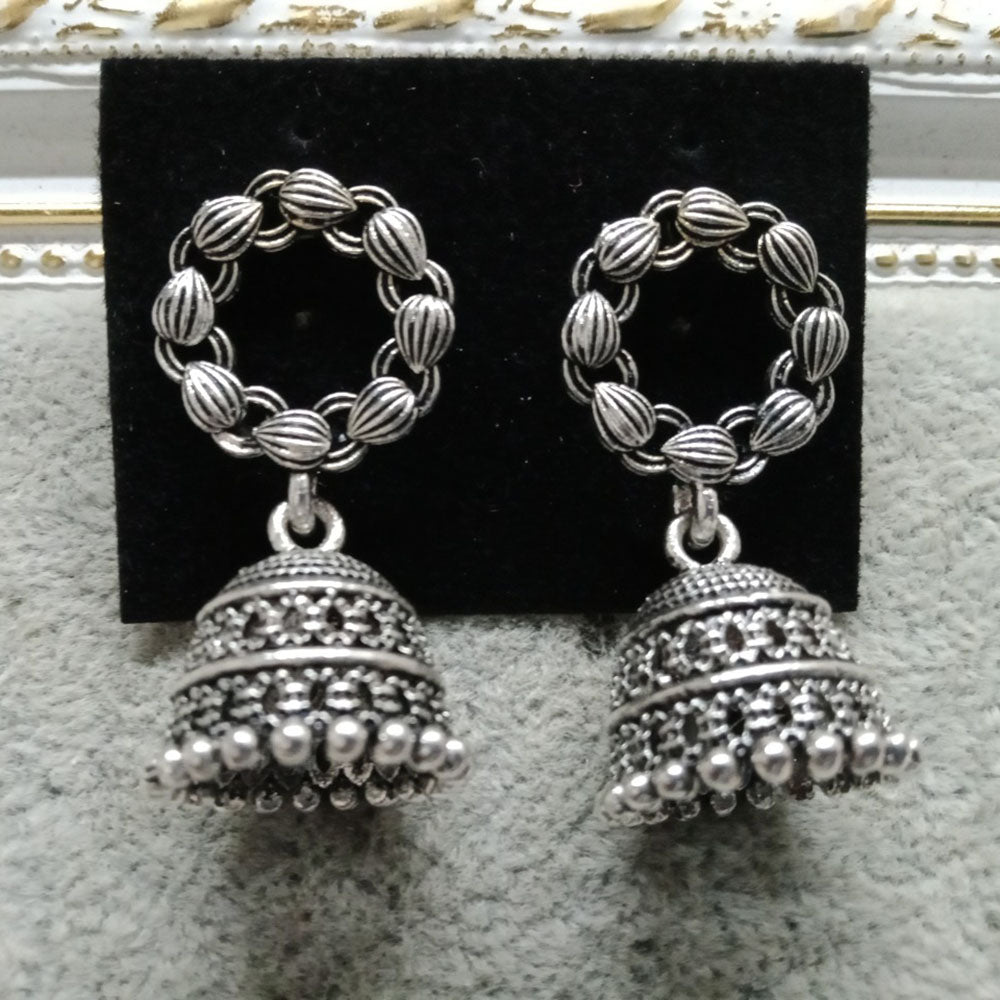 Tahura Oxidized Plated Jhumki Earrings