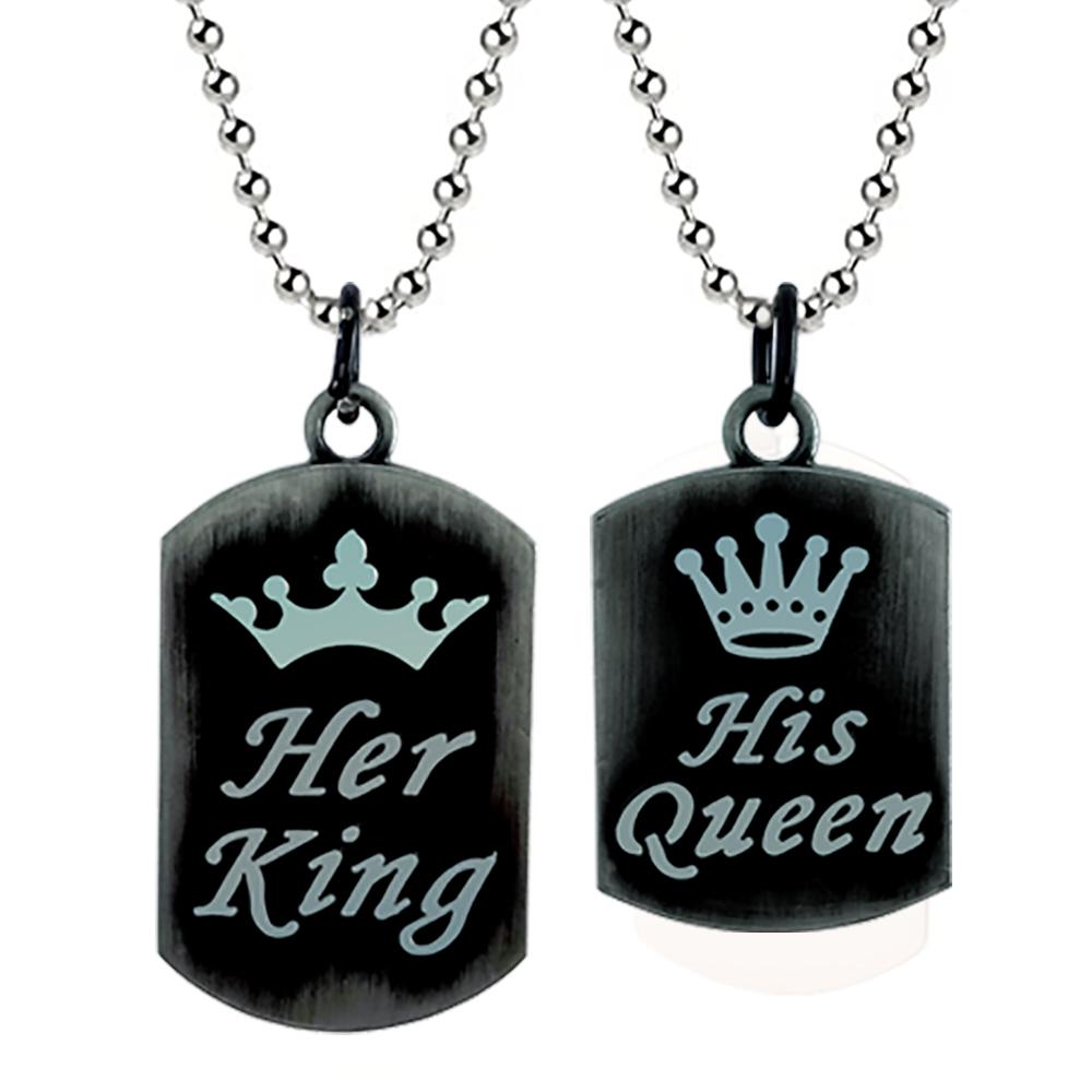 Urbana His Queen Her King Stylish Chain Pendant Combo-1004375