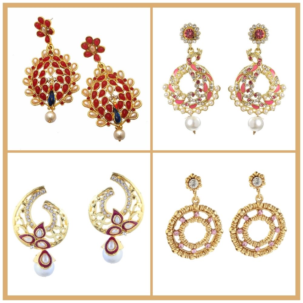 JewelMaze Set of 4 Earrings Combo