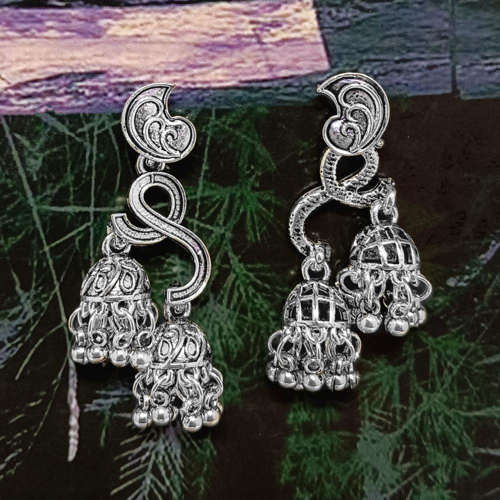 Bhavi Jewels Oxidised Plated Jhumkis Earrings