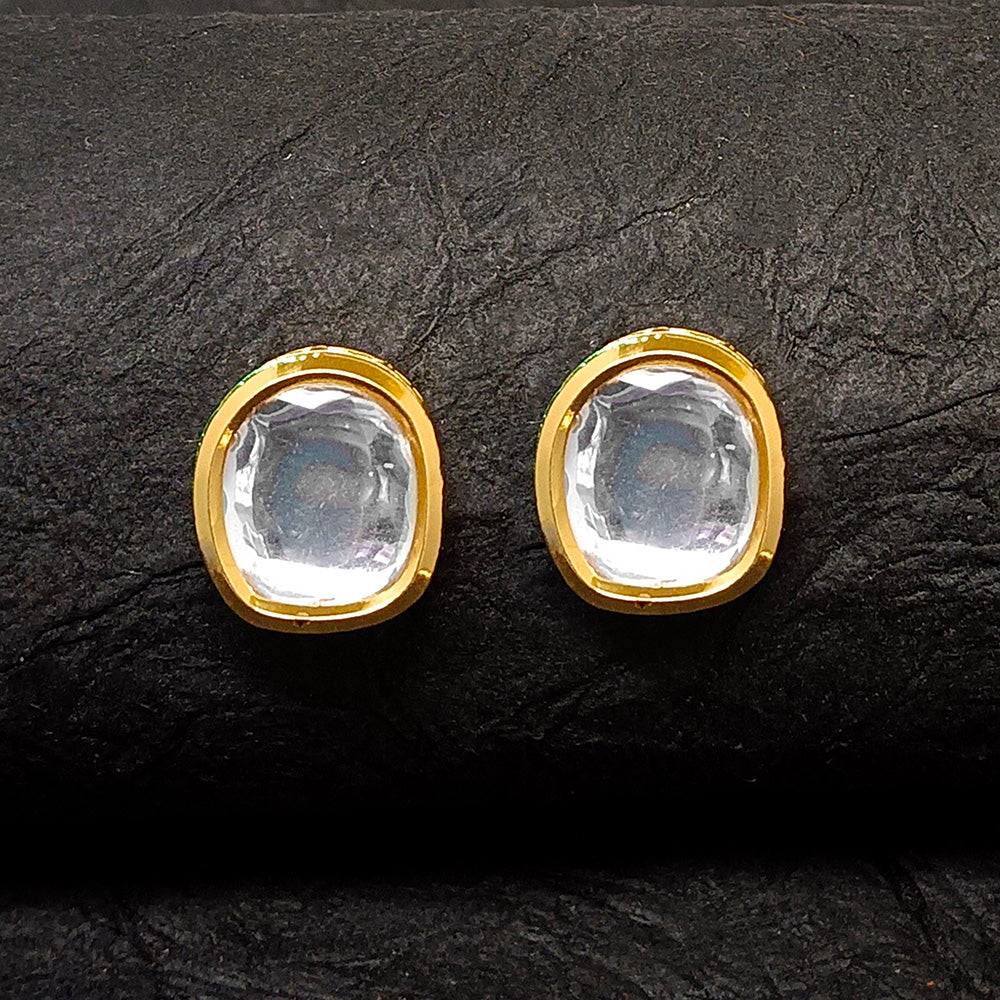 JewelMaze Gold Plated Stud Earrings - 10161112WH