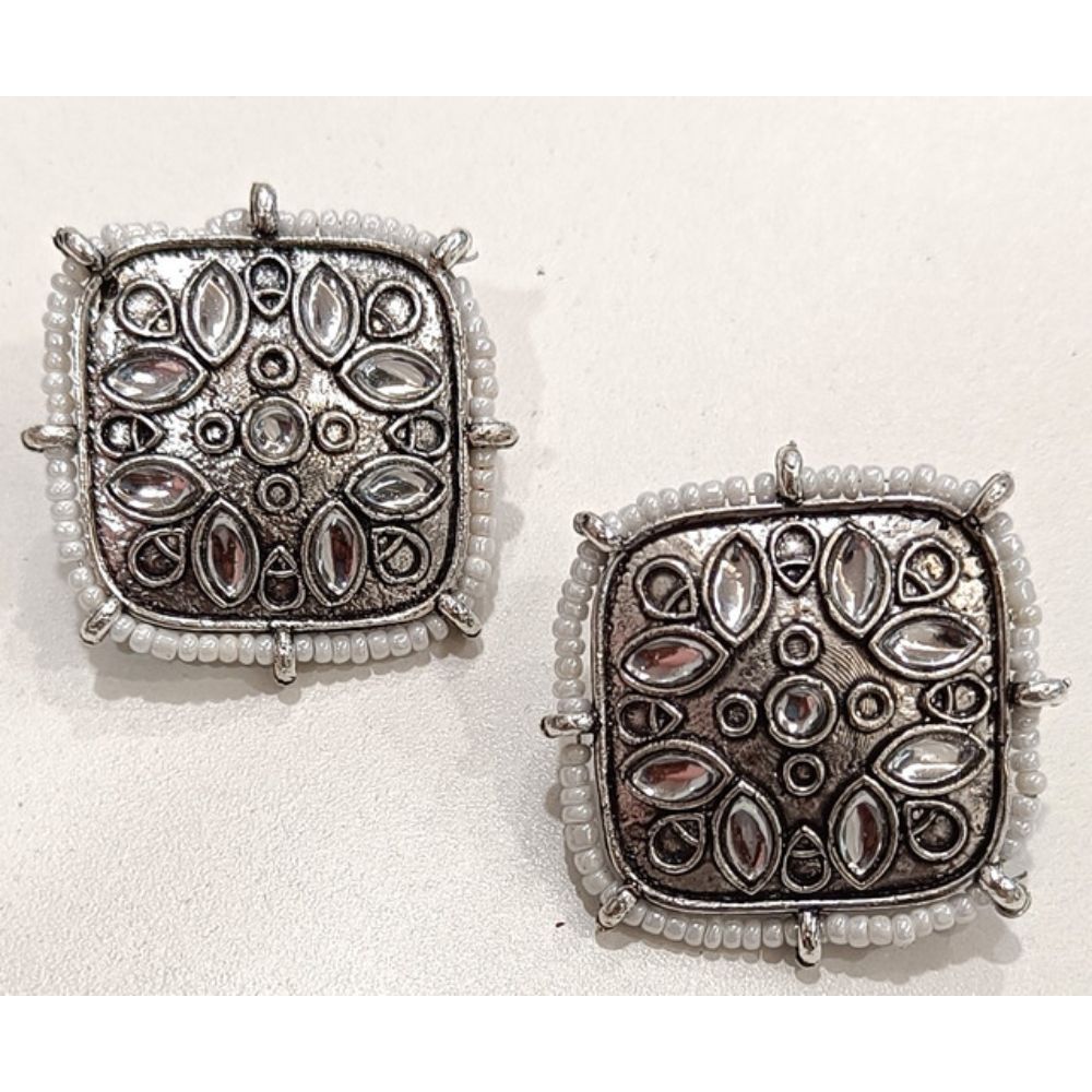 JewelMaze Oxidised Plated Stud Earrings - AZO-AP23ER01123124