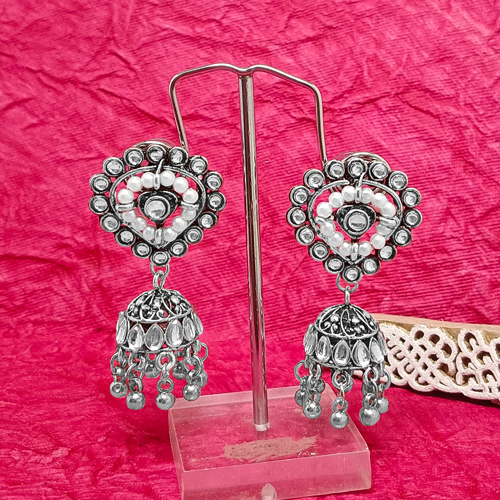JewelMaze Oxidised Plated Jhumki Earrings