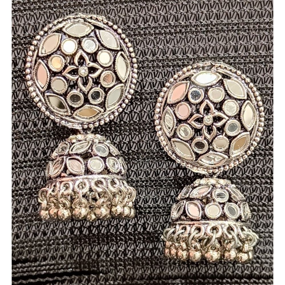 JewelMaze Oxidised Plated Jhumkis Earrings - AZO-AP23ER01123126