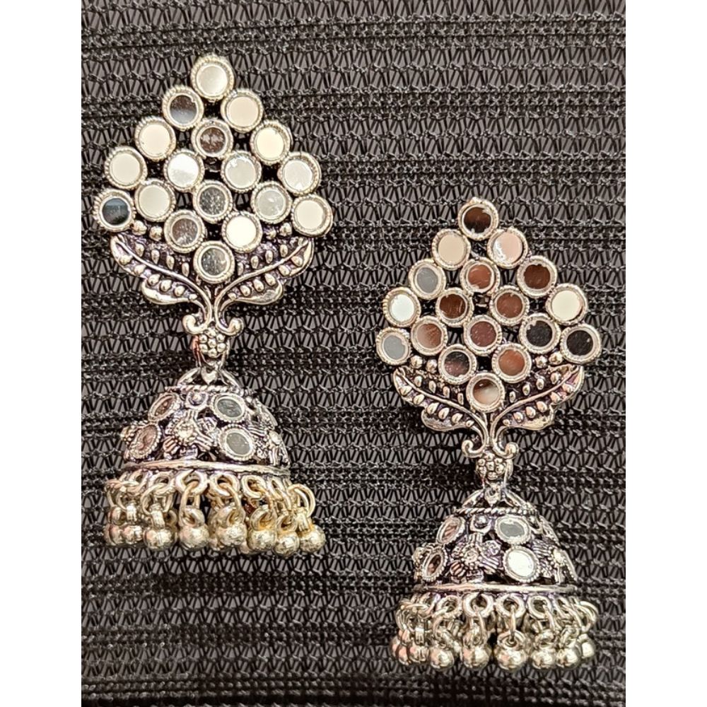 JewelMaze Oxidised Plated Jhumkis Earrings - AZO-AP23ER01123125