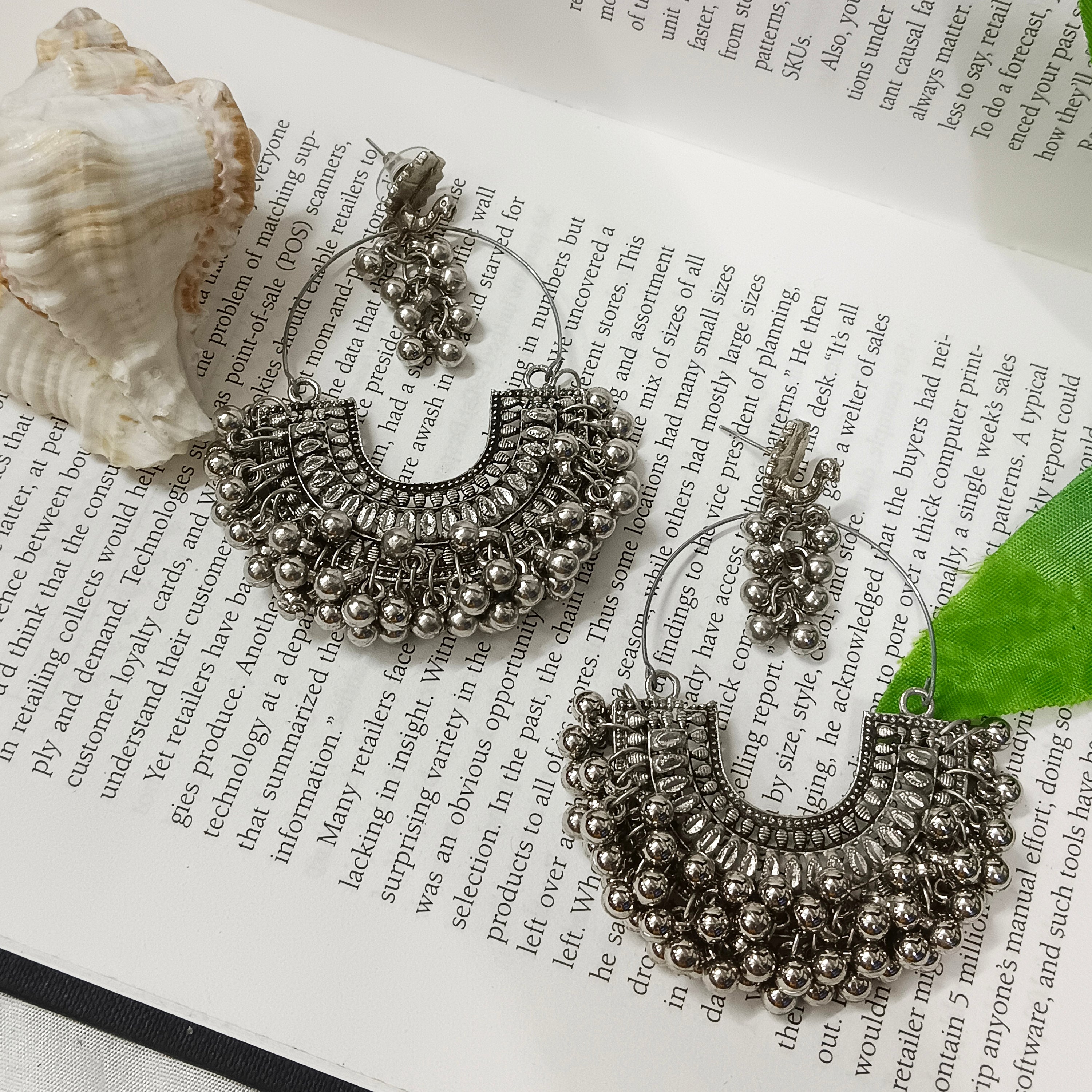 JewelMaze Oxidised Plated Dangler Earrings -RE27EC402702