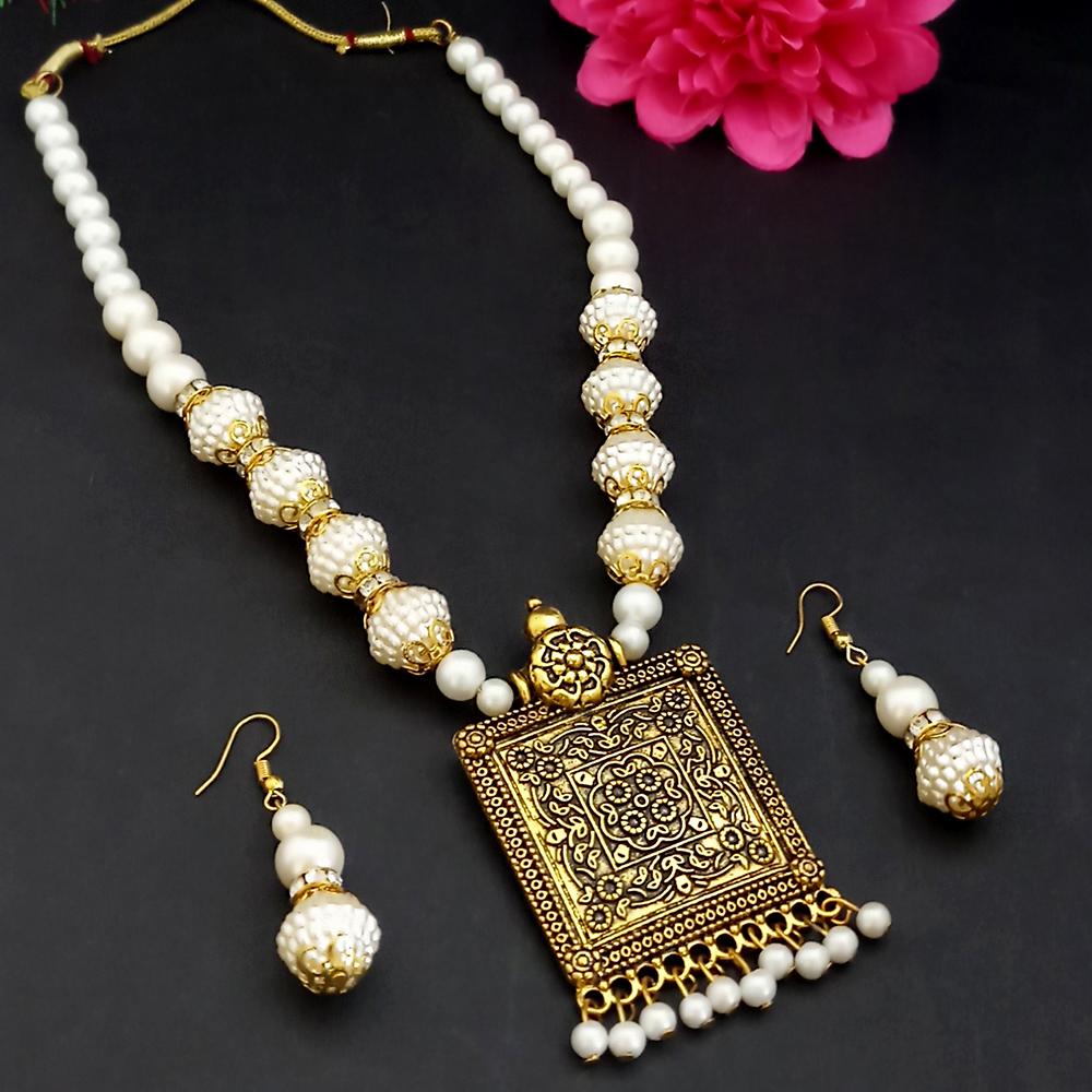 Kriaa Gold Plated Pearl Necklace Set - 1109307