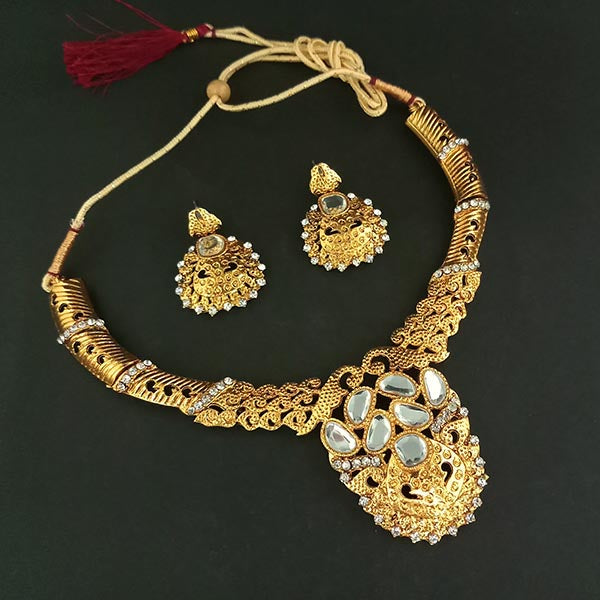 Kriaa Gold Plated Kundan Austrian Stone Necklace Set