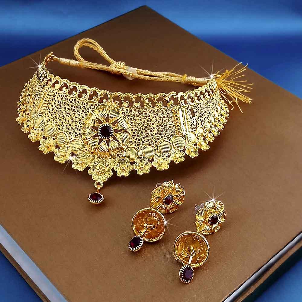 Kalyani Forming Gold Plated Traditional Designer Necklace & Earring Set -1115001