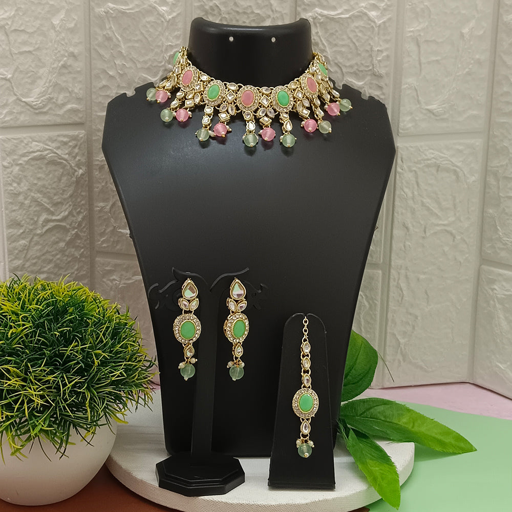Bhavi Jewels Kundan Gold Plated Choker Necklace Set