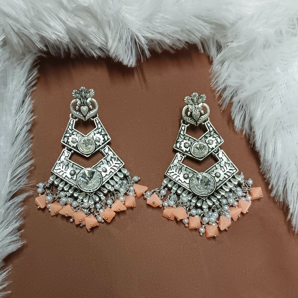 JewelMaze Crystal Stone Silver Plated Dangler Earrings