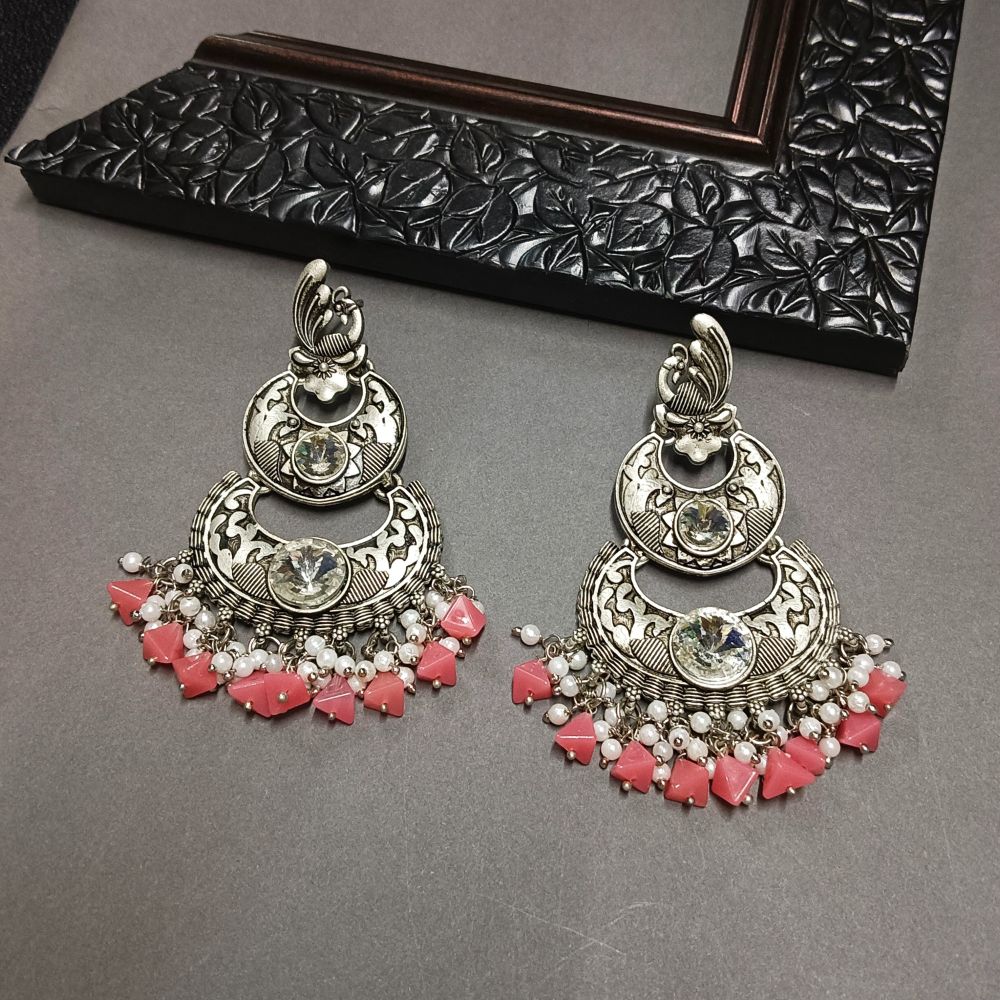 JewelMaze Crystal Stone Silver Plated Dangler Earrings