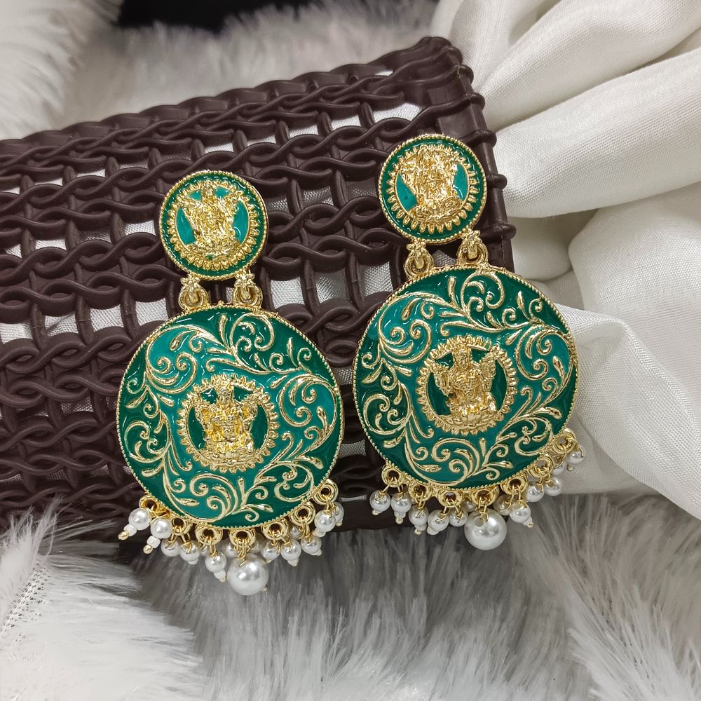 JewelMaze Meenakari Gold Plated Dangler Earrings