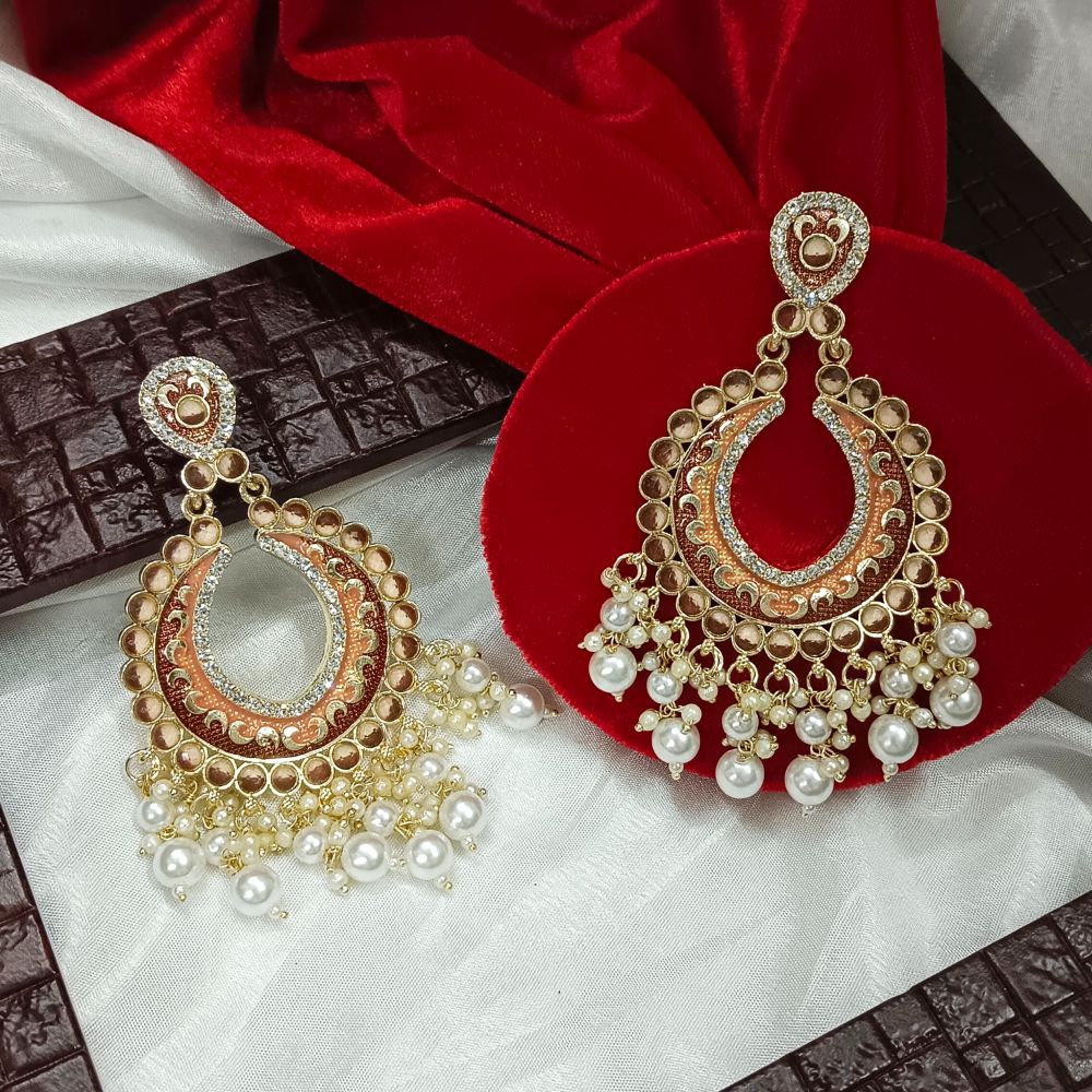 JewelMaze Austrian Stone Gold Plated Dangler Earrings