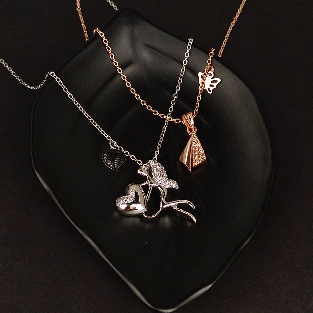 The Z Collection AD Diamond Chain Pendants Combo