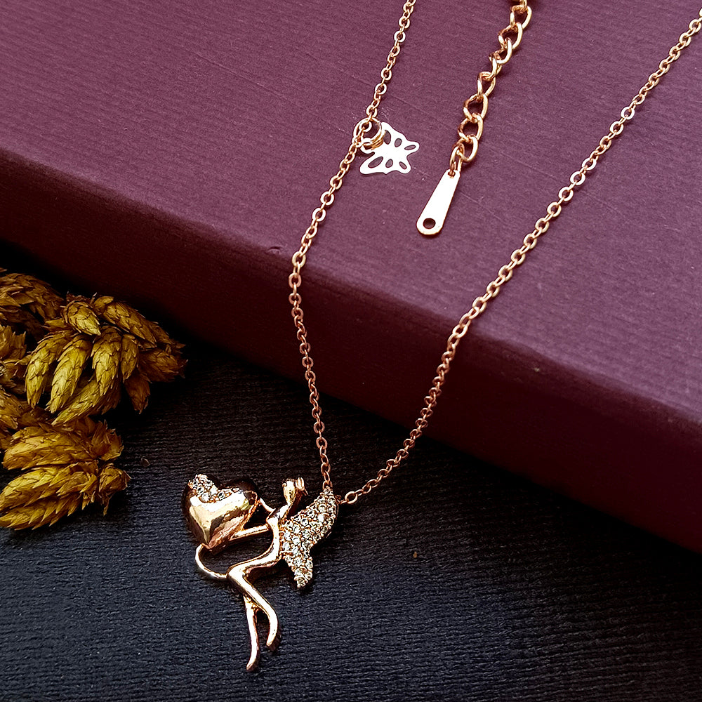 The Z Collection Rose Gold Plated AD Magic Fairy Angel Chain Pendant