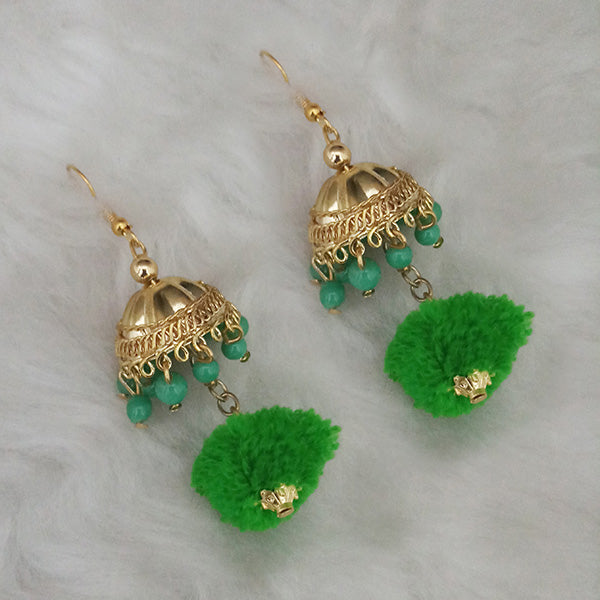 Jeweljunk Gold Plated Jhumki Pompom Earrings