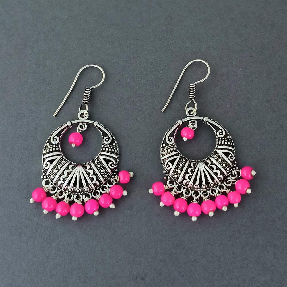 Bhavi Jewels Silver Plated Pink Beads Dangler Earrings