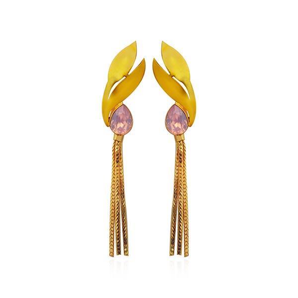 Infinity Pink Crystal Stone Gold Plated Dangler Earrings