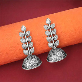 Silver oxidised small store jhumkas earrings