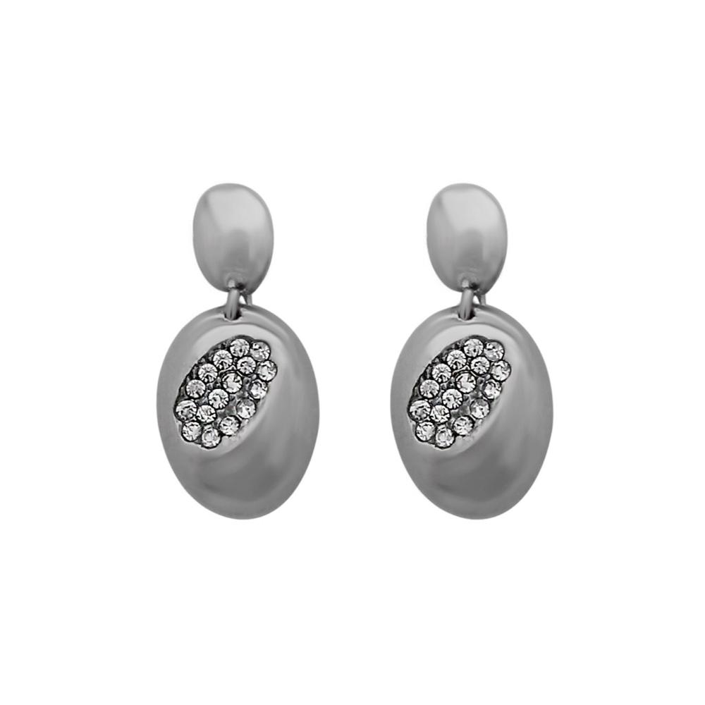 JewelMaze Austrian Stone Silver Plated Stud Earrings ( assorted design )