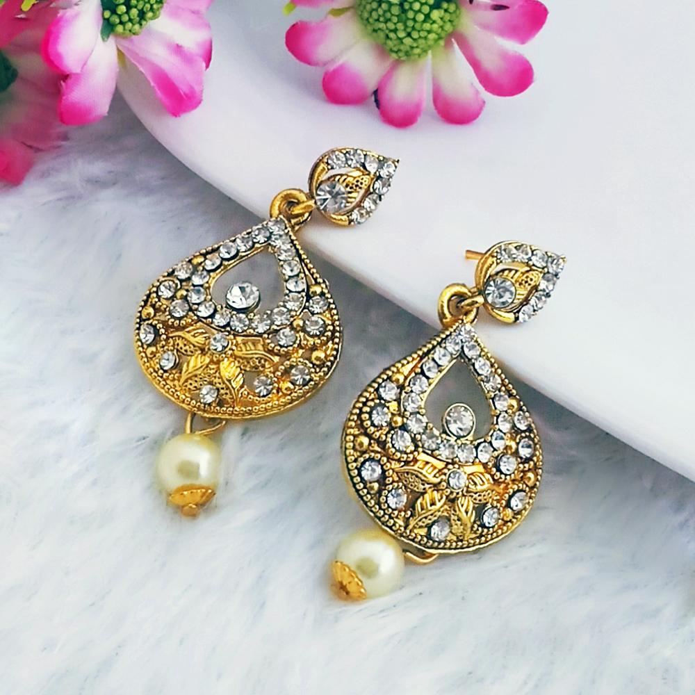 Shubh Art Gold Plated Austrian Stone Pearl Earrings - 1317046A