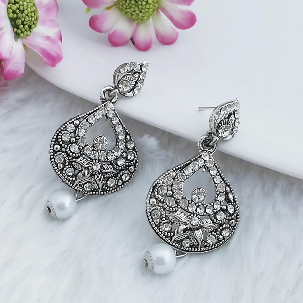 Shubh Art Silver Plated Austrian Stone Pearl Earrings - 1317046B