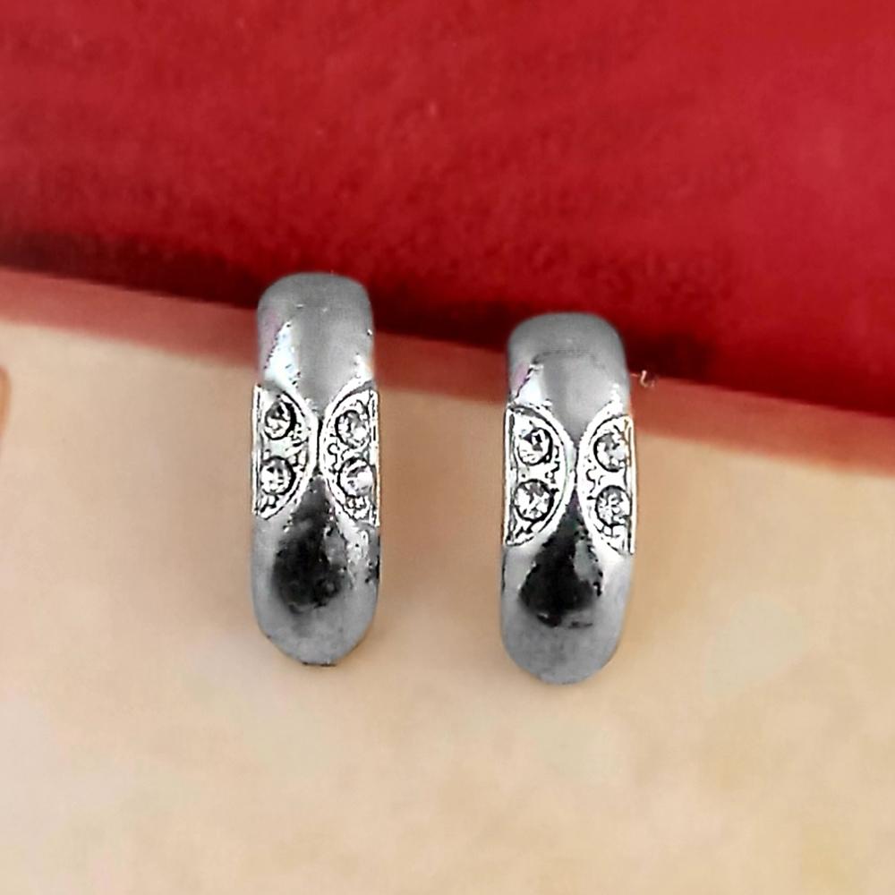 Kriaa White Austrian Stone Silver Plated Stud Earrings - 1317524