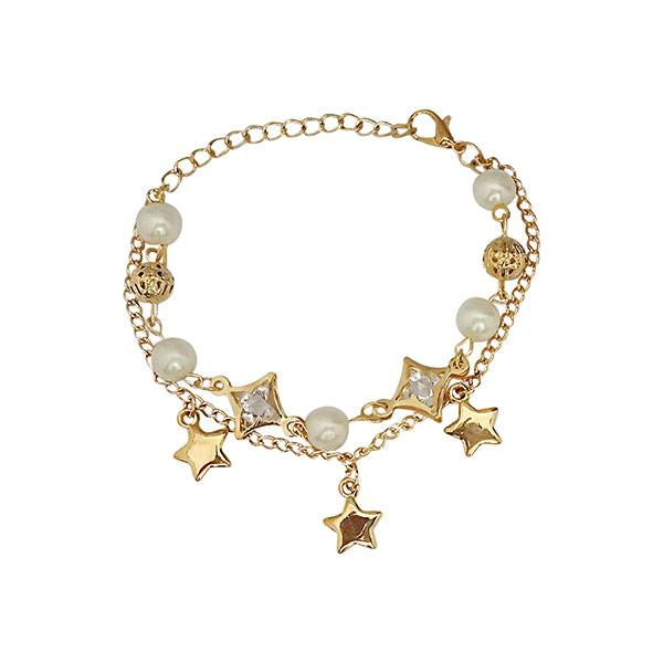 Kriaa Gold  Plated Pearl And Star Design Bracelet - 1400543A