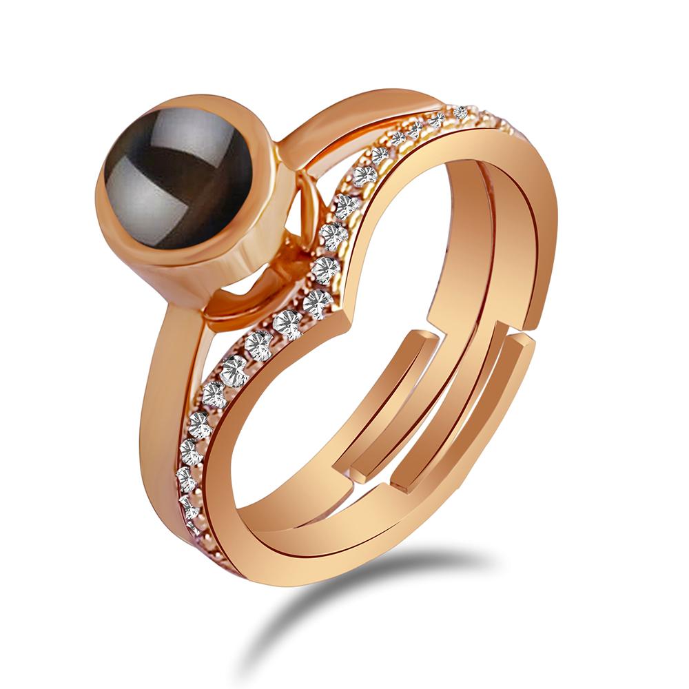 Urbana Rose Gold Plated  Adjustable Ring Reflecting I love you In 100 Languages-1506342A