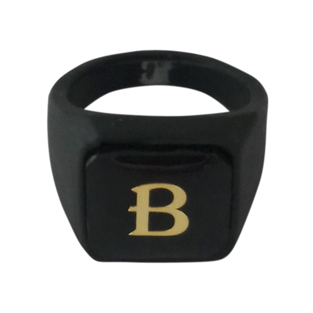 Urbana Alphabet "B" Letter Biker Style Mens Ring -1506502A