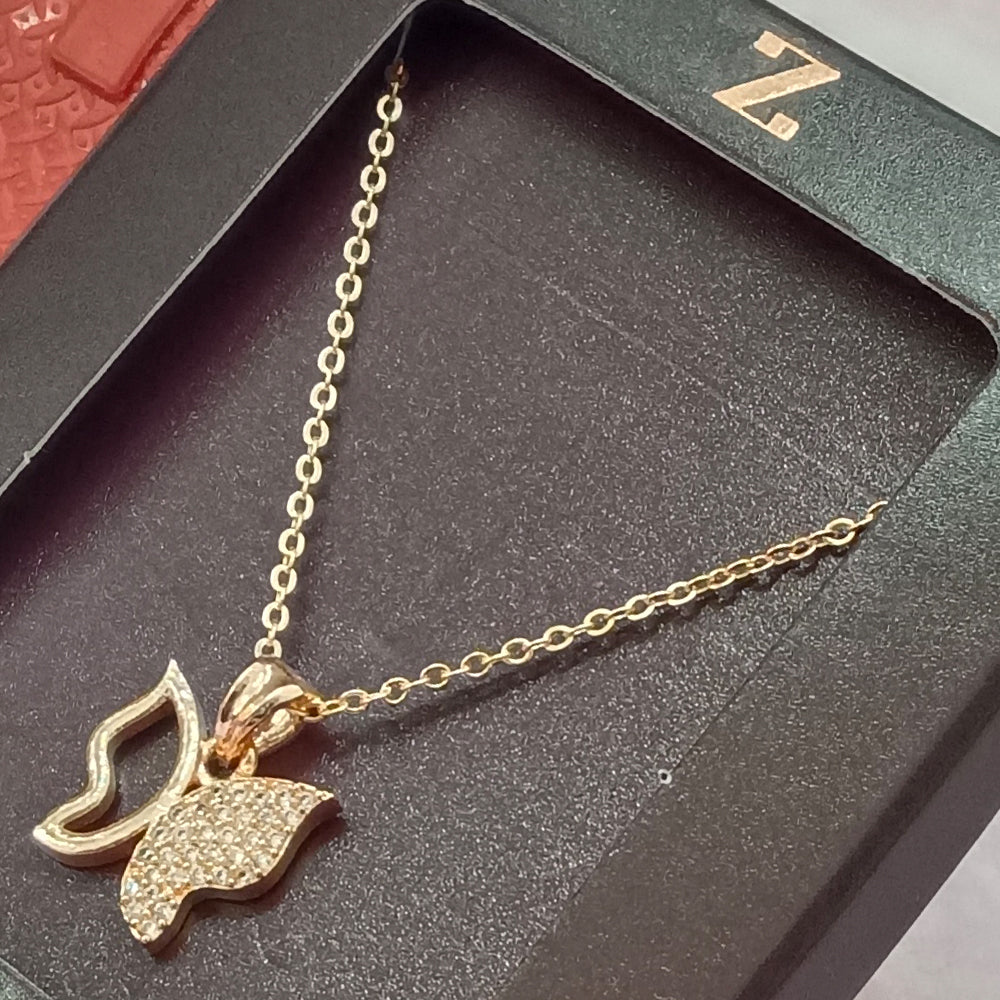 The Z Collection Rose Gold Plated AD Butterfly Chain Pendant