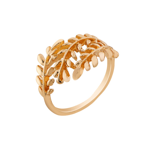 Urthn Leaf Design Gold Plated Ring