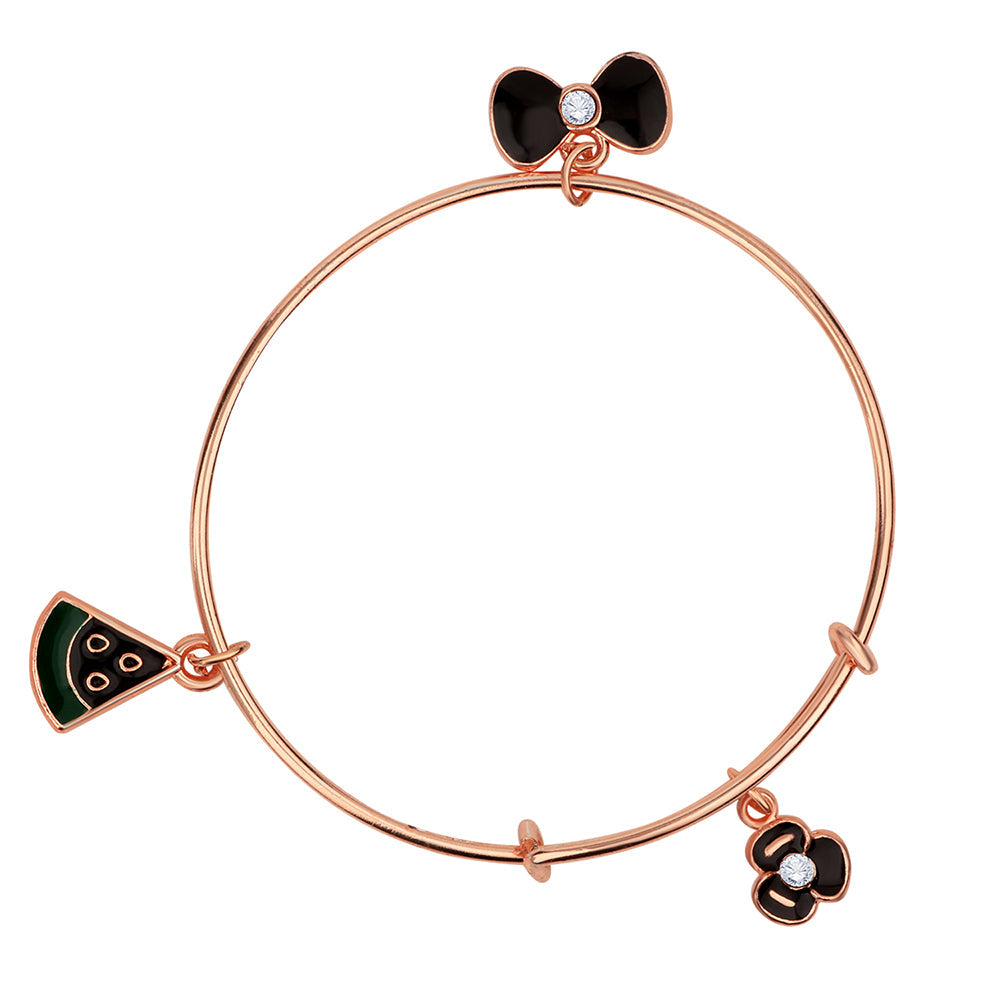 Mahi Rose Gold Plated Swan & Butterfly Shaped Colorful Kids Bracelets for Girls (BRK1100817Z)