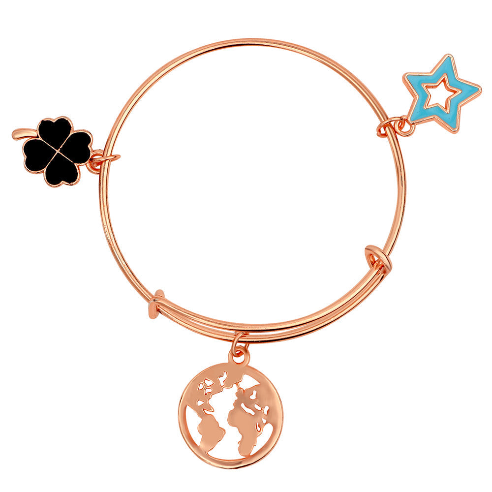 Mahi Rose Gold Plated Flower & Star Shaped Colorful Enamel Work Kids Bracelets for Girls (BRK1100820Z)