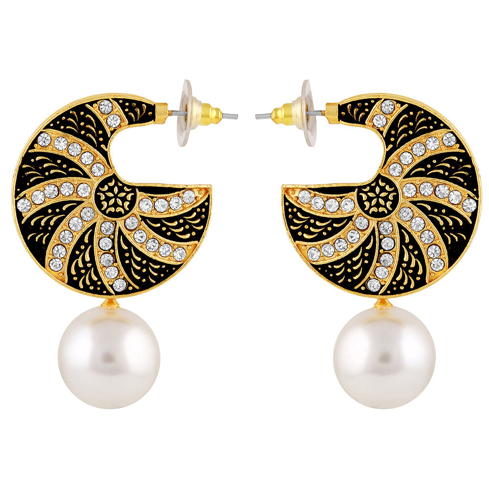 Gold earring round hot sale shape design