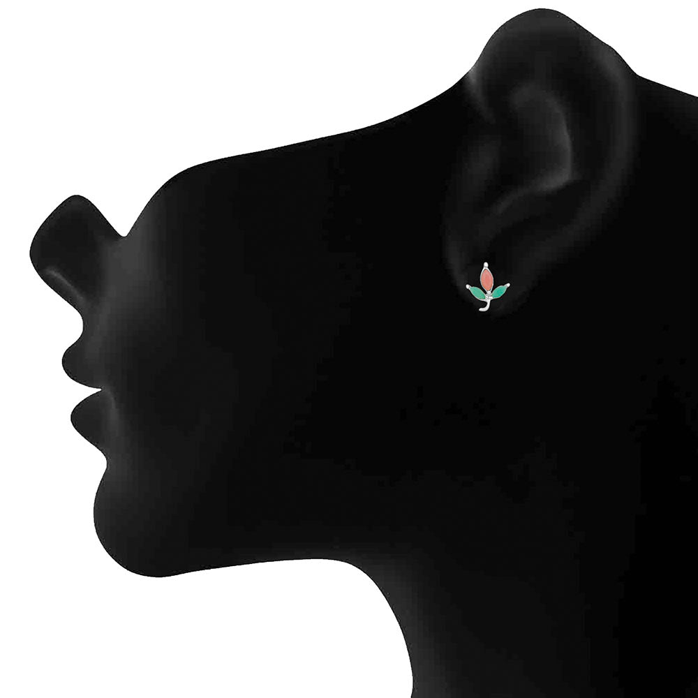 Mahi Rhodium Plated Classic Designer Love Earrings With Crystal Stone