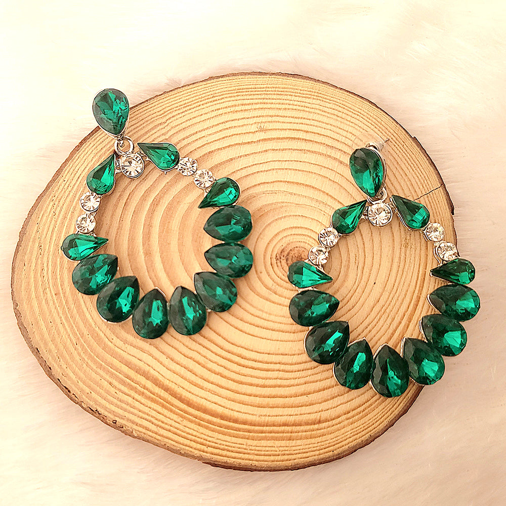 Mahi Luxurious Green Dangler Earrings