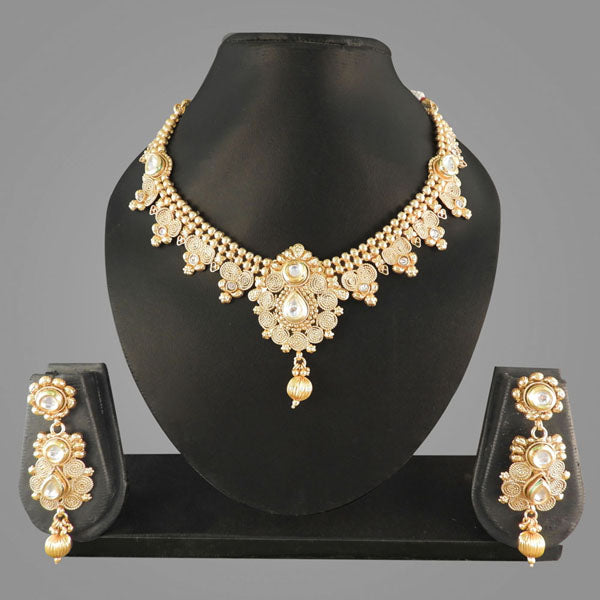 Sai Raj Kundan AD Copper Gold Plated Necklace Set