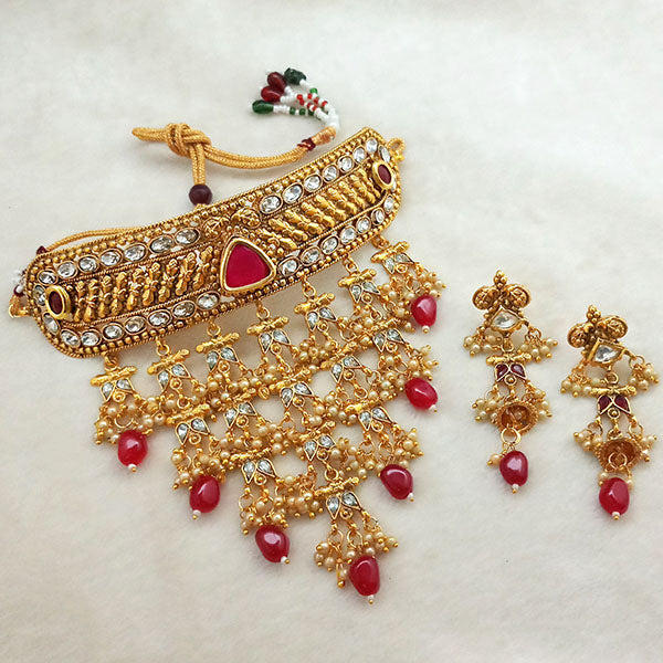 Sai Raj AD Stone Choker Copper Necklace Set