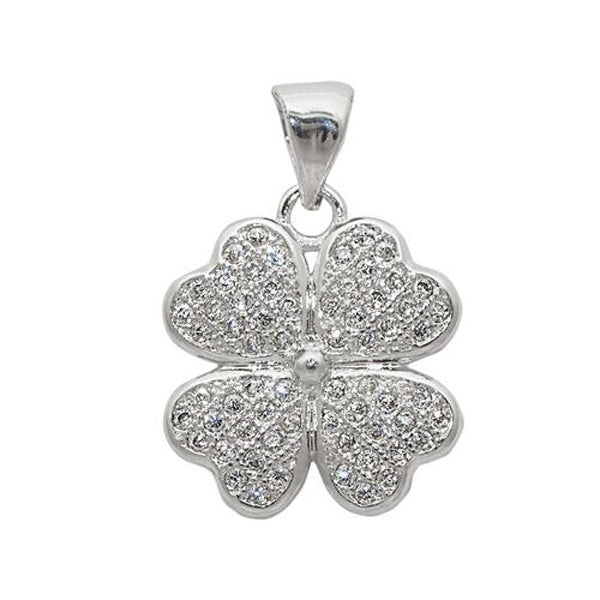 Romance Cubic Zirconia Diamond Floral Silver Plated Pendant