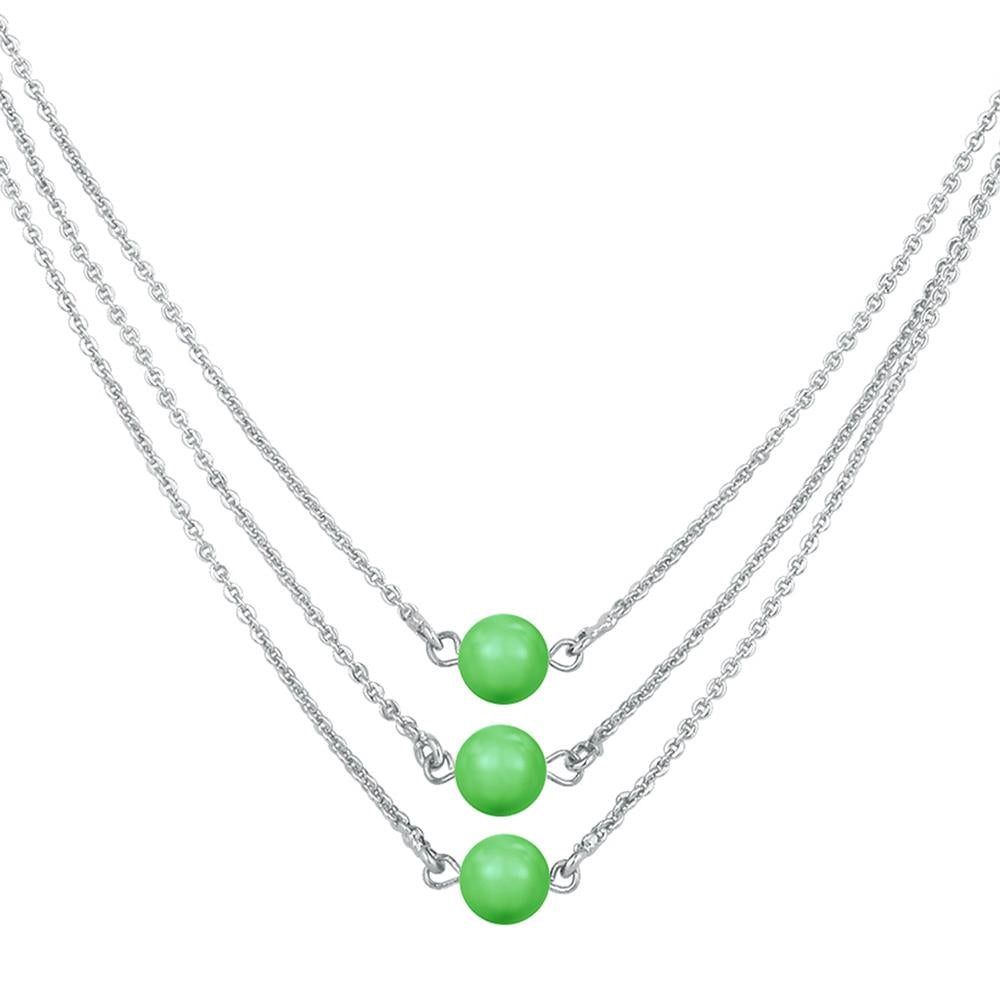Mahi Designer Multilayered Neon Green Swarovski Pearl Necklace Mala Made of Alloy for Girls and Women