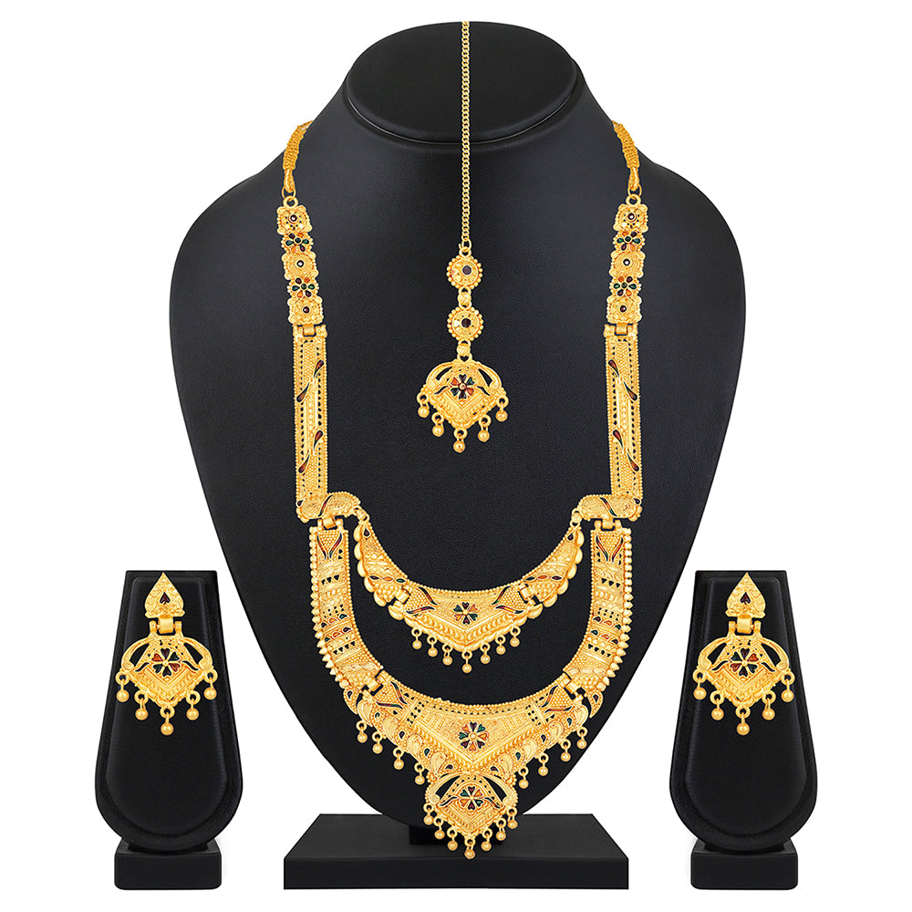 Gold hot sale tikka necklace